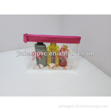 Crytal Clear EVA Zipper Cosmetic Bag with Top PU Trimming